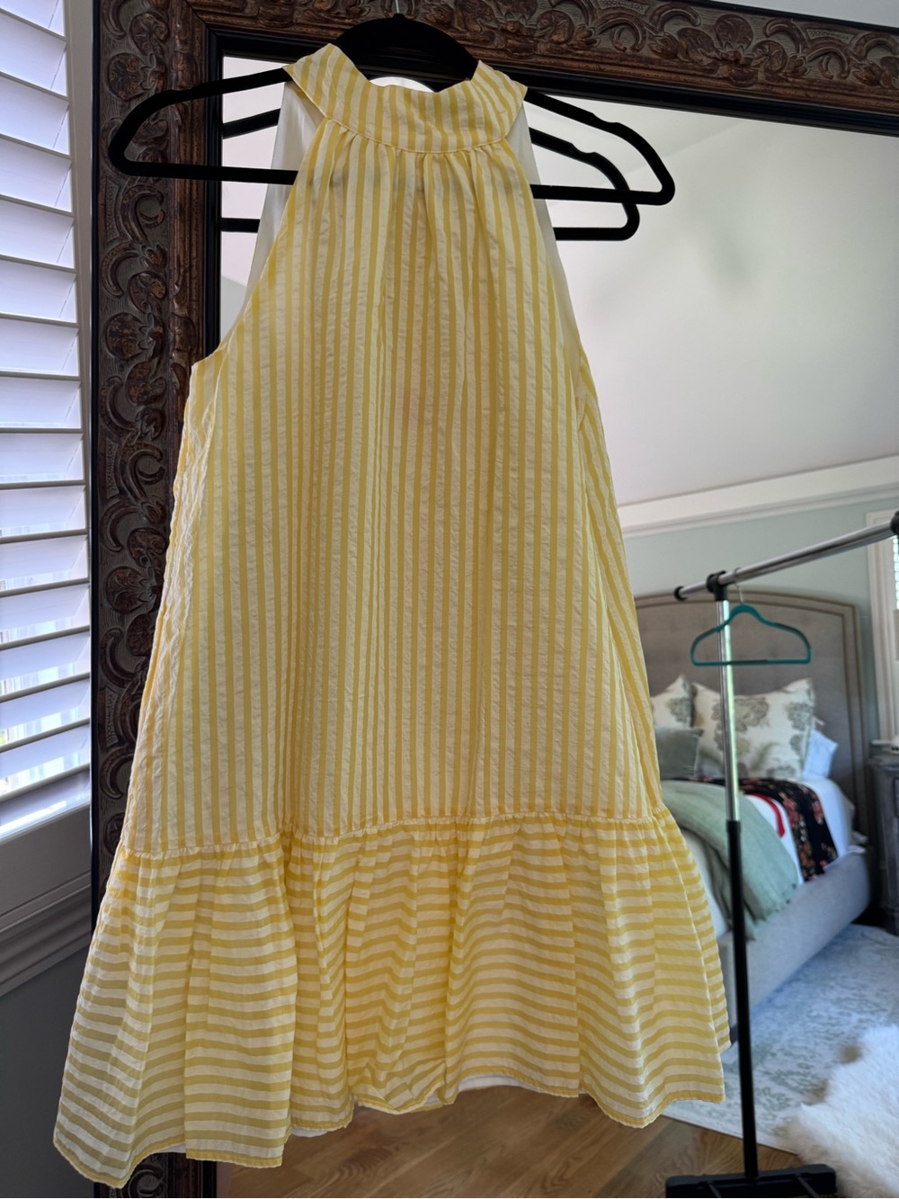 THML Yellow and White Striped Mini Dress
